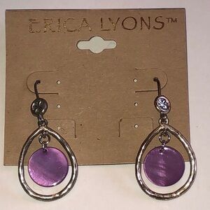 Erica Lyons Purple Disc Drop Earrings